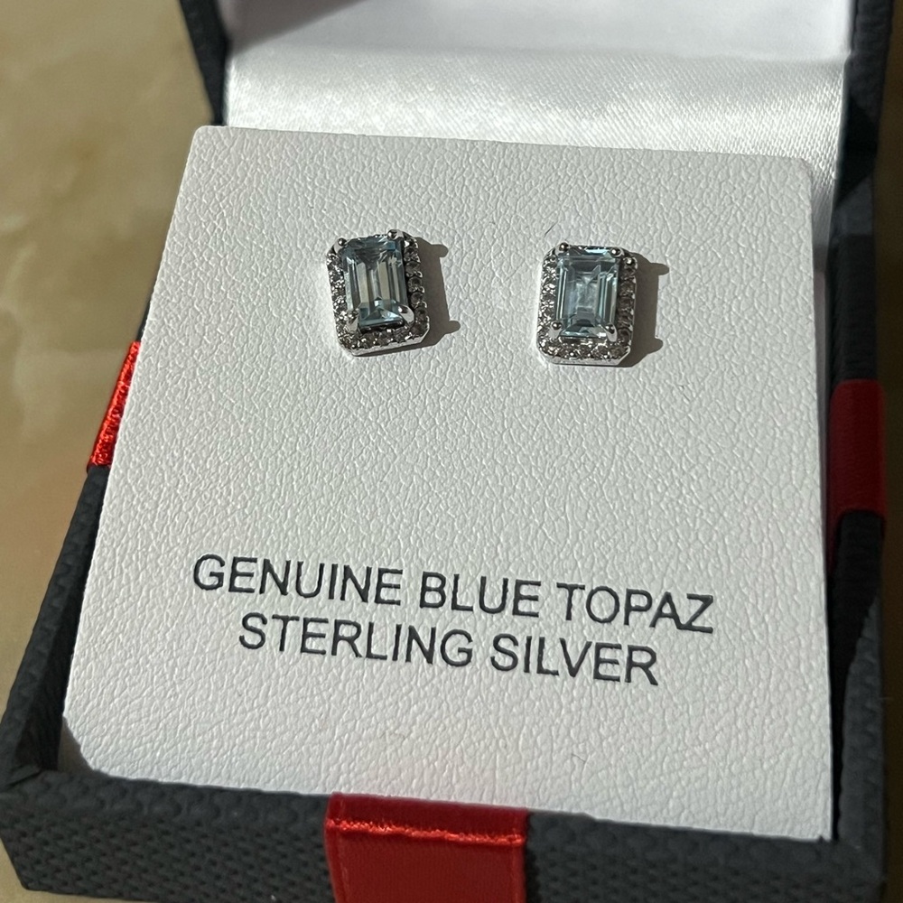 Sterling Silver Blue Topaz Earrings